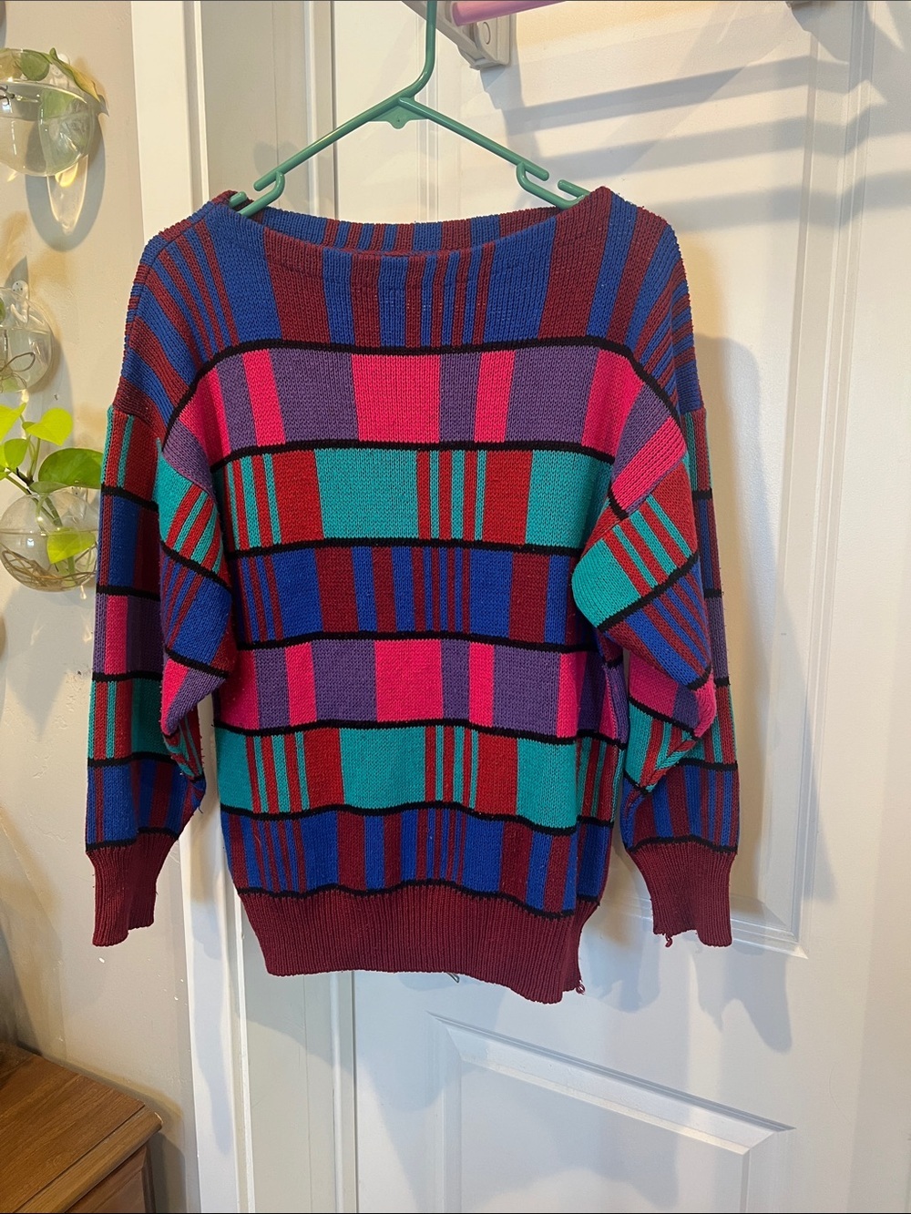 Vintage Colorblock Striped Crewneck Sweater - Multicolor